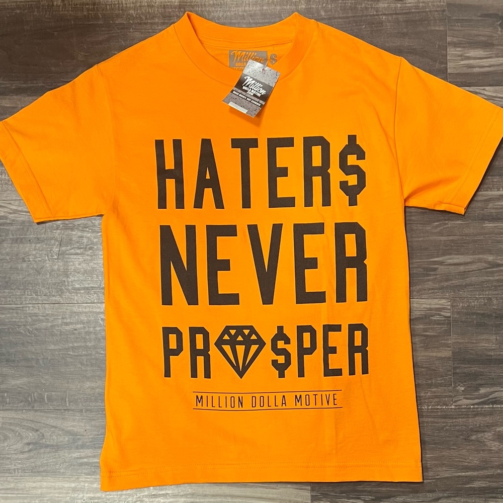 Men’s Million Dolla Motive Orange Graphic Tee with Bold Text